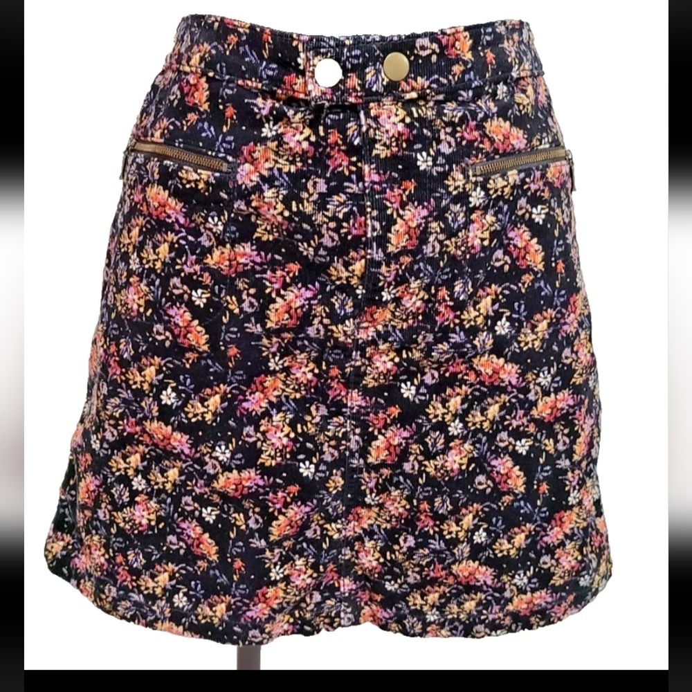 Mossimo Floral Print Women's Skirt Vintage Y2K  Corduroy Mini Skirt Sz 6